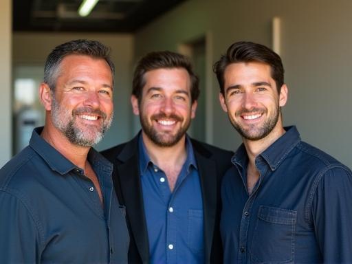 The D'Eri family, founders of Rising Tide Car Wash, smiling together.